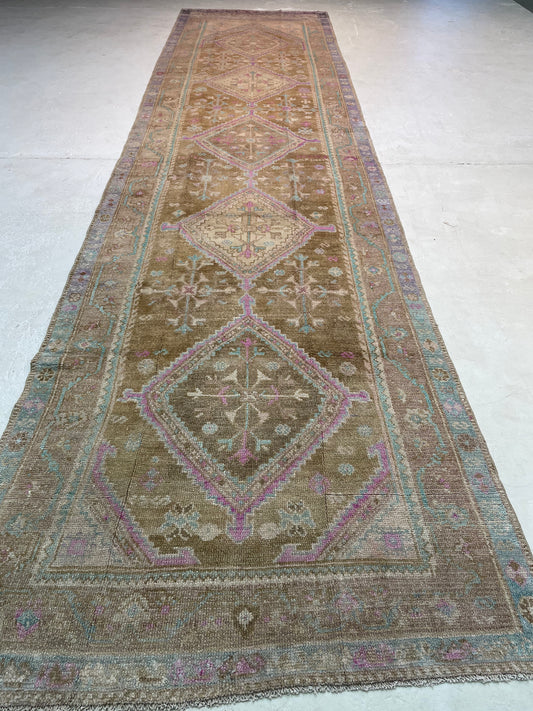 Hand-Knotted Wool Gallery Size Turkish Oushak 4'7" x 10'8"